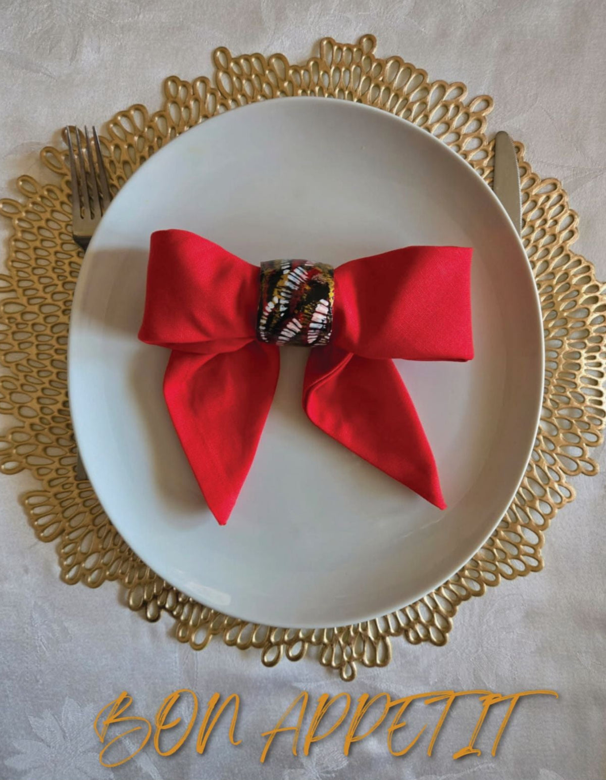 Red + Black Napkin Ring Fine Art Poster