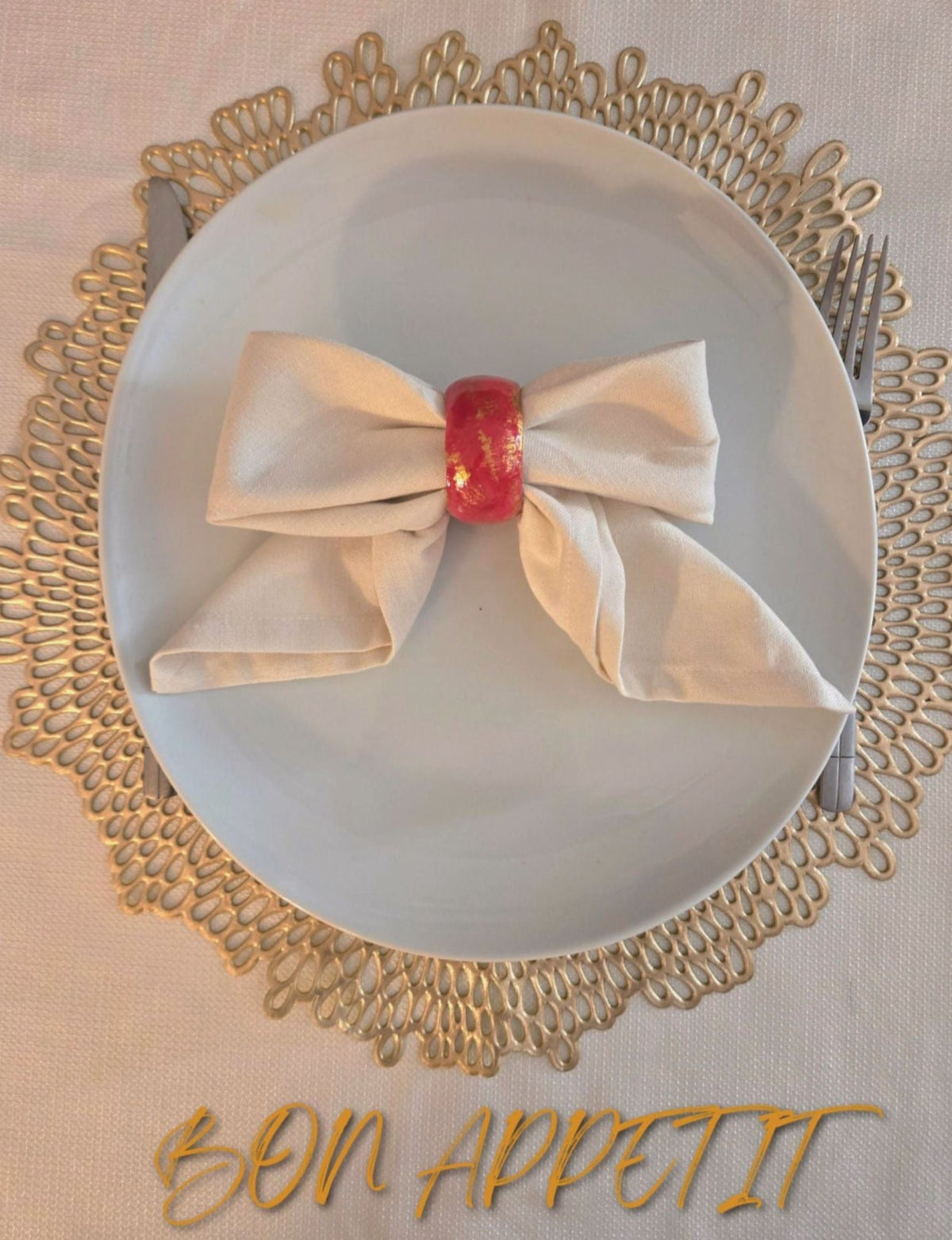 Red + Gold Napkin Ring Fine Art Poster