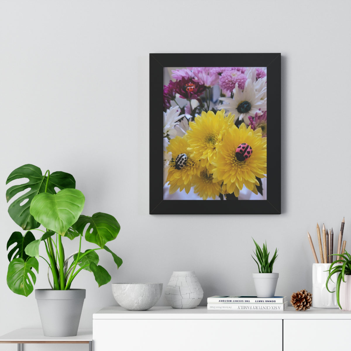 Floral Ladybug Framed Vertical Print #5