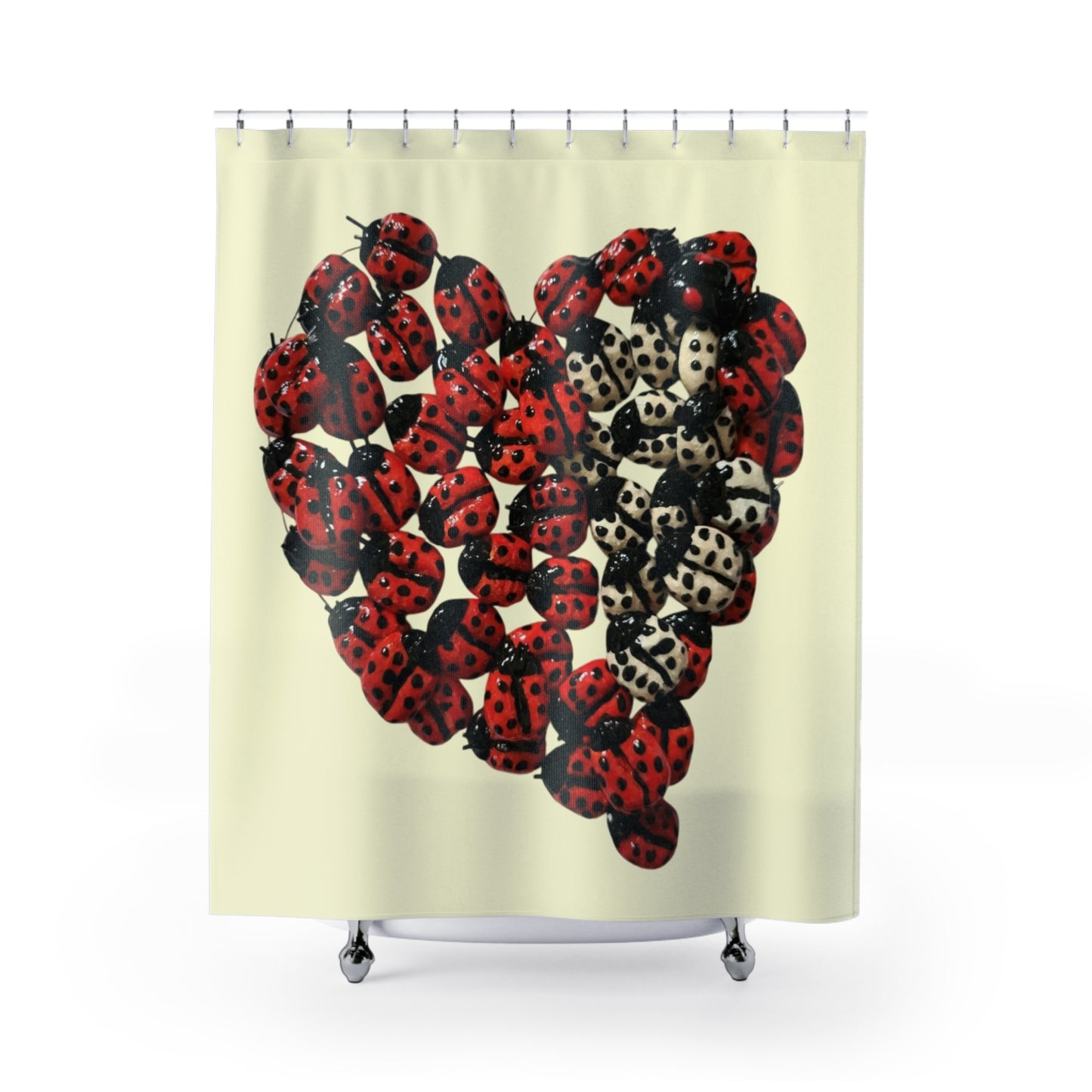 Ladybug Shower Curtains In White
