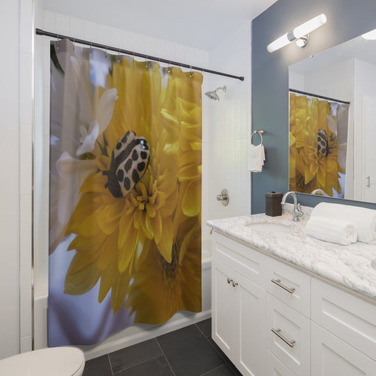 Floral Ladybug Print #7 Shower Curtains
