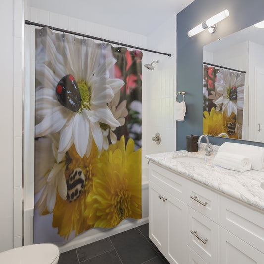 Floral Ladybug Print #6 Shower Curtains