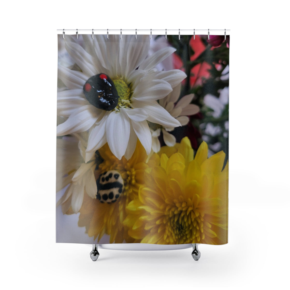 Floral Ladybug Print #6 Shower Curtains