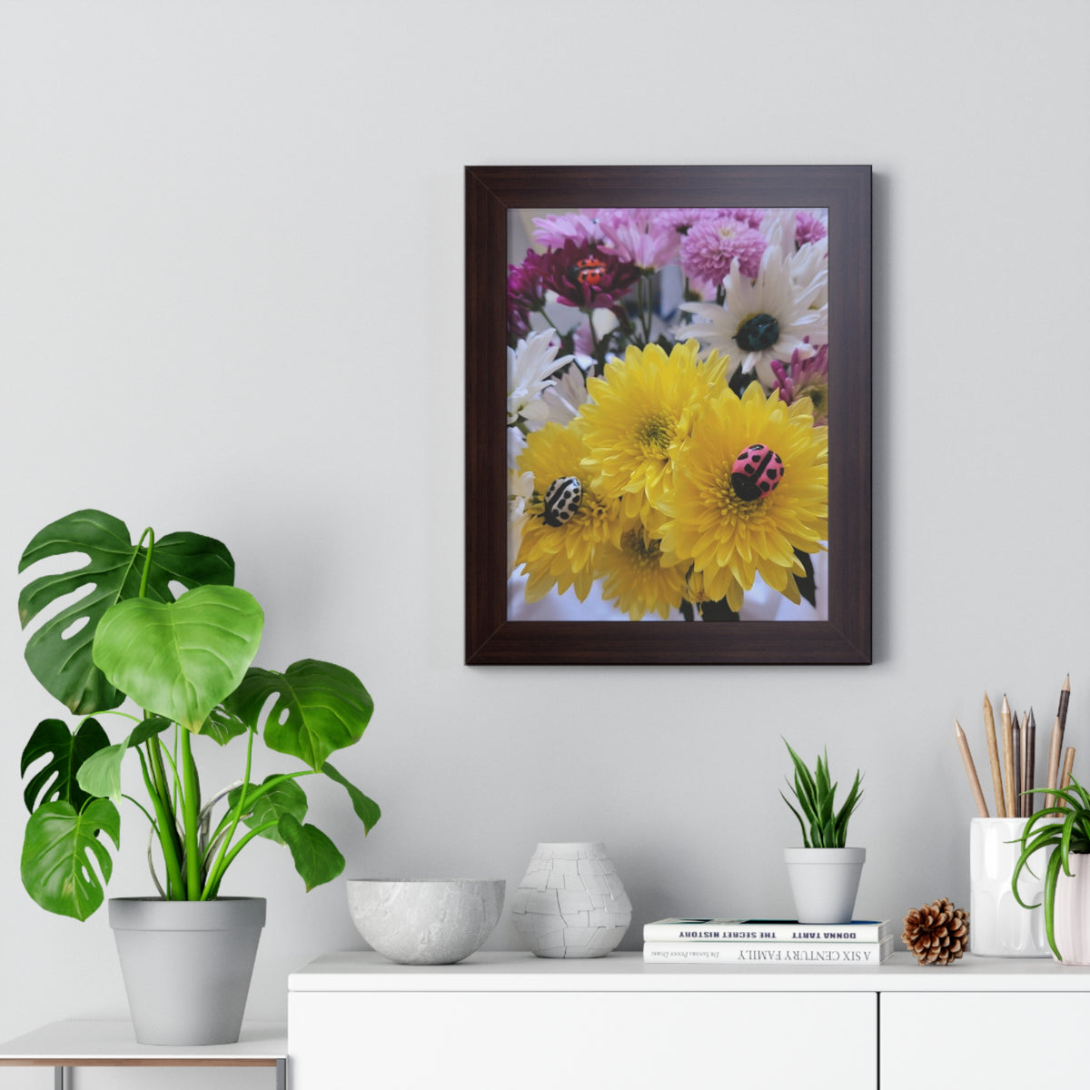 Floral Ladybug Framed Vertical Print #5