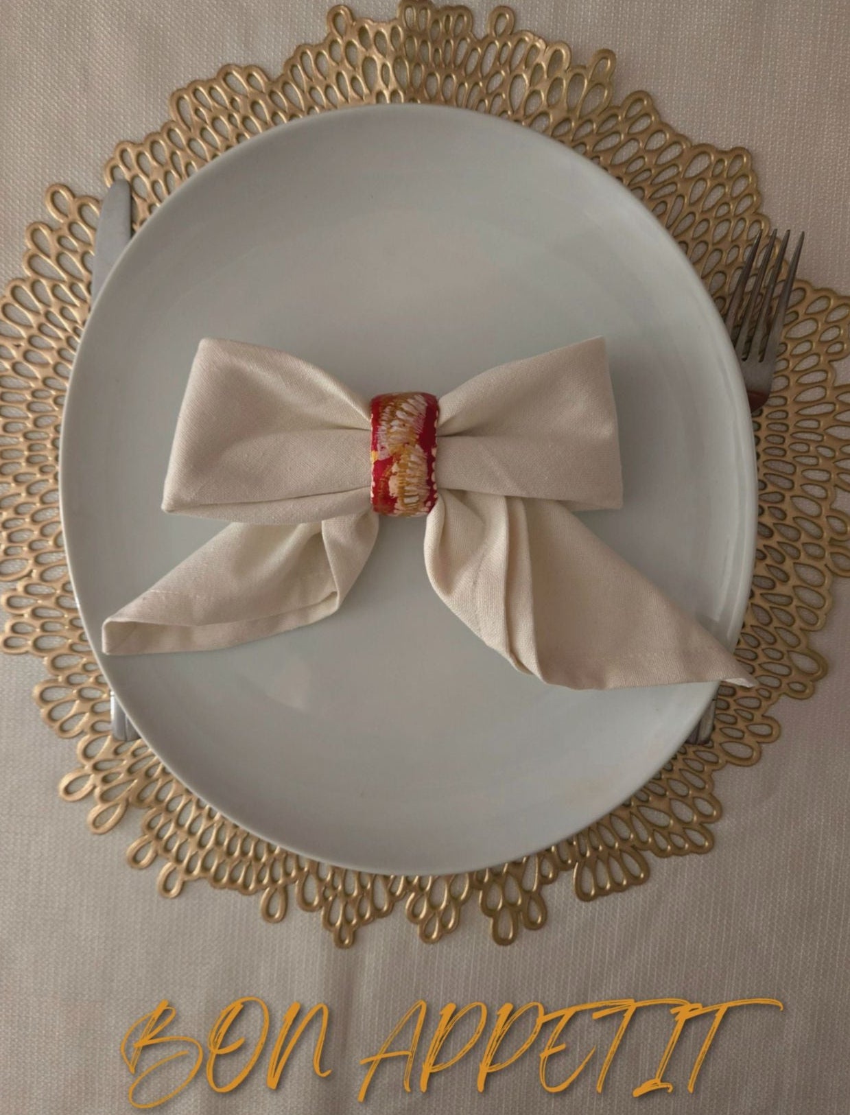 Red + White Napkin Ring Fine Art Poster
